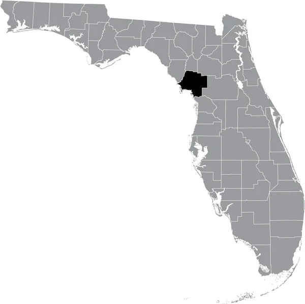 Black Highlighted Location Map Levy County Gray Map Federal State — 图库矢量图片