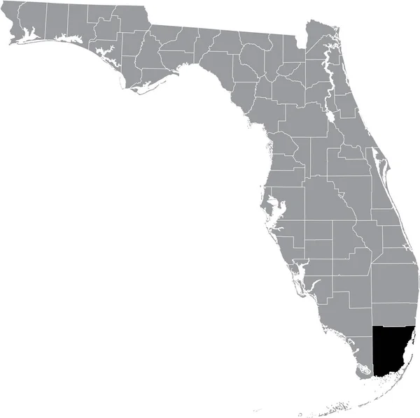 Black Highlighted Location Map Miami Dade County Gray Map Federal — Archivo Imágenes Vectoriales