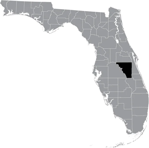 Czarna Mapa Hrabstwa Osceola Wewnątrz Szarej Mapy Stanu Floryda Usa — Wektor stockowy