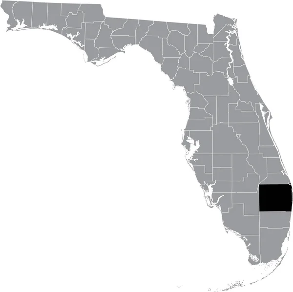 Black Highlighted Location Map Palm Beach County Gray Map Federal — 스톡 벡터