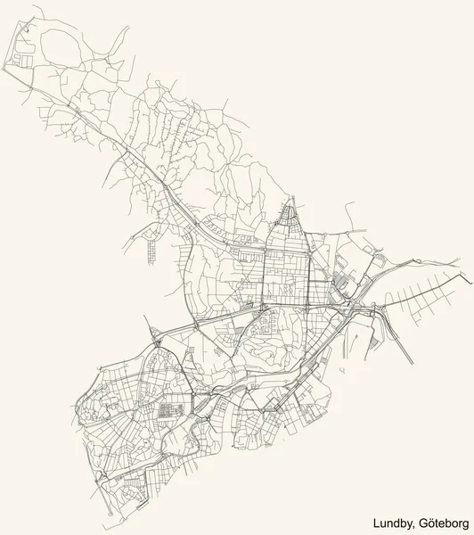İsveç 'in Göteborg semtinin Lundby ilçesinin klasik bej arka plan haritası.