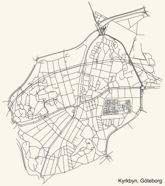İsveç 'in Göteborg semtinin Kyrkbyn semtinin klasik bej arka plan haritası
