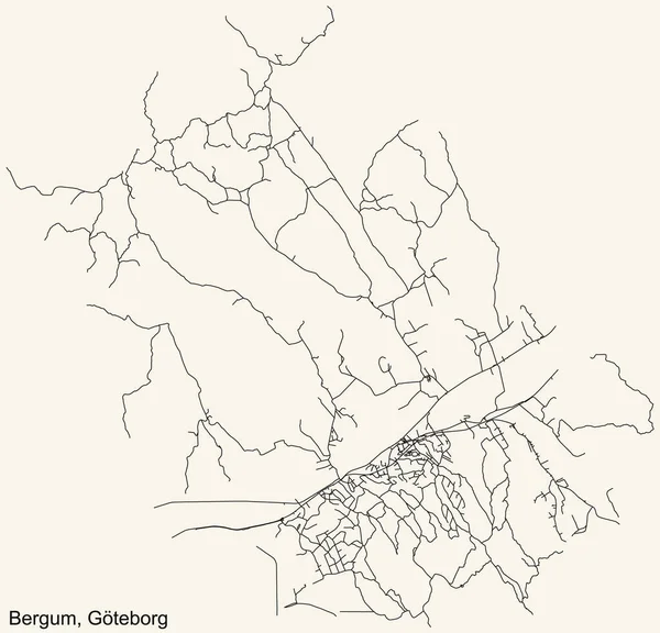 Carte Routière Noire Simple Détaillée Sur Fond Beige Vintage Quartier — Image vectorielle