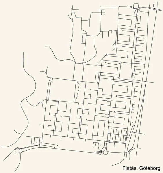 Schwarze Einfache Detaillierte Straßenkarte Auf Beigem Hintergrund Des Viertels Flats — Stockvektor