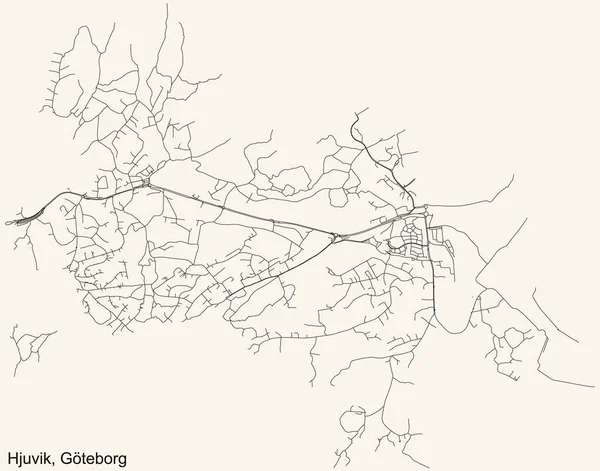 Carte Routière Noire Simple Détaillée Sur Fond Beige Vintage Quartier — Image vectorielle