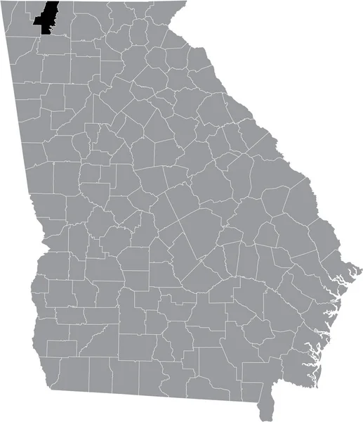 Zwart Gemarkeerde Kaart Van Locatie Van Amerikaanse Whitfield County Grijze — Stockvector