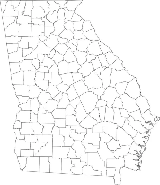 Mapa Vetorial Branco Branco Estado Federal Geórgia Eua Com Fronteiras —  Vetores de Stock