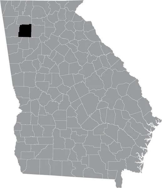 Negro Destacó Mapa Ubicación Del Condado Bartow Dentro Mapa Gris — Archivo Imágenes Vectoriales