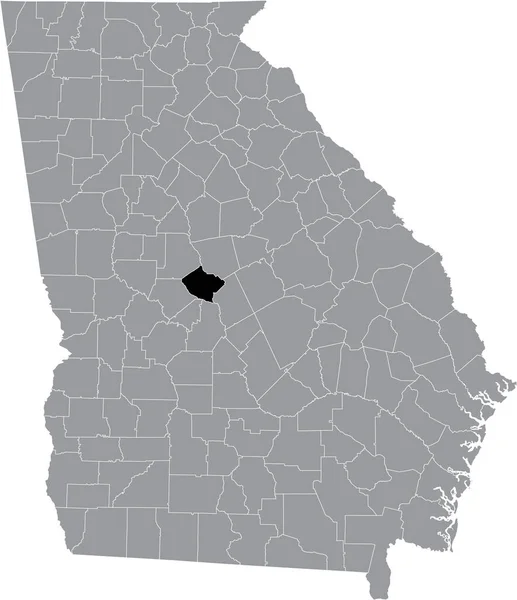 Zwarte Gemarkeerde Locatiekaart Van Het Amerikaanse Bibb County Grijze Kaart — Stockvector