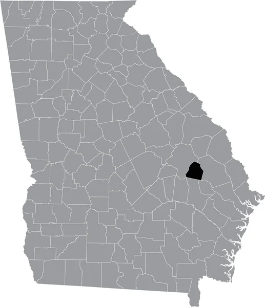 美国佐治亚州灰度地图内的美国坎德勒县的黑点位置图 — 图库矢量图片