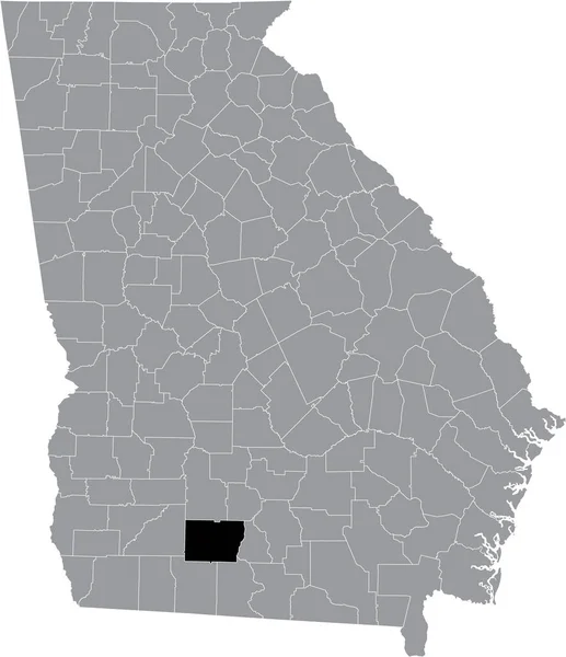 米国ジョージア州の灰色の地図の中の米国コレット郡の黒い強調表示された場所 — ストックベクタ