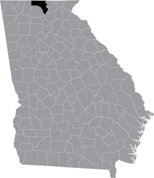 米国ジョージア州の灰色の地図の中にある米国ファニン郡の黒いハイライトされた場所 — ストックベクタ