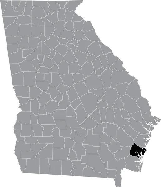 Zwarte Gemarkeerde Locatiekaart Van Amerikaanse Glynn County Grijze Kaart Van — Stockvector