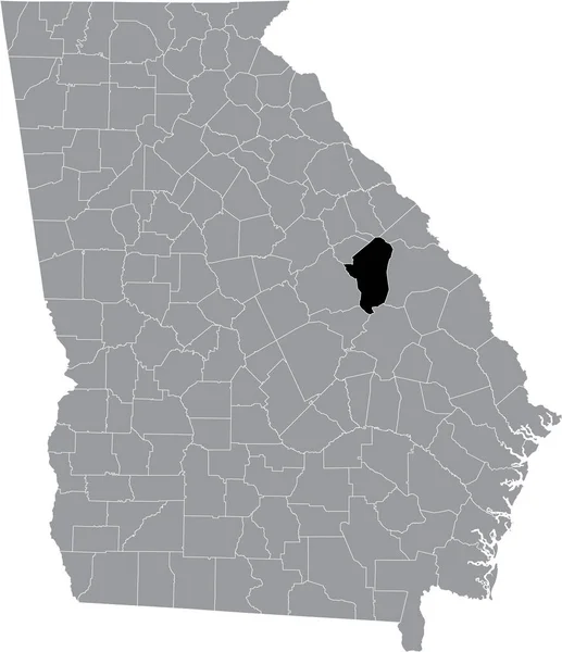 米国ジョージア州の灰色の地図の中の米国ジェファーソン郡の黒い強調表示された場所 — ストックベクタ