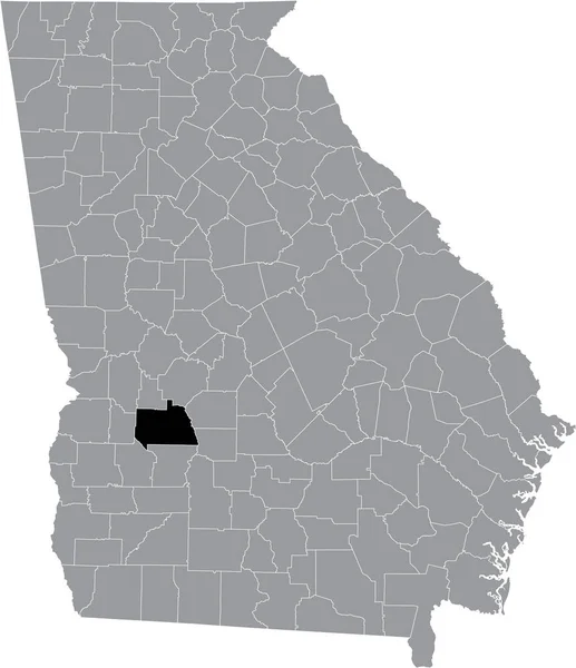 米国ジョージア州の灰色の地図の中の米国サマー郡の黒いハイライトされた場所 — ストックベクタ