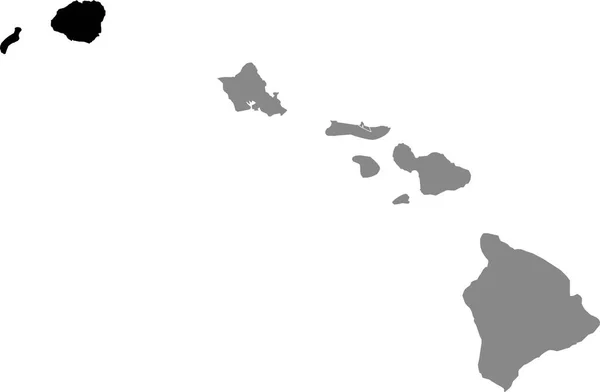 Czarna Mapa Kraju Stany Zjednoczone Kauai Wewnątrz Szarej Mapy Kraju — Wektor stockowy