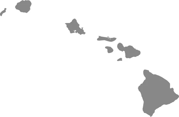 Mapa Vetorial Cinzento Estado Federal Havaí Eua Com Fronteiras Brancas —  Vetores de Stock