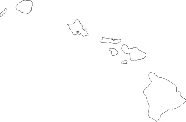 ハワイ州の白い空白のベクトル図 その郡の黒い境界線を持つ米国 — ストックベクタ