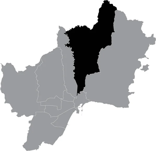 Mapa Localização Negra Distrito Ciudad Jardn Malagena Dentro Capital Regional —  Vetores de Stock