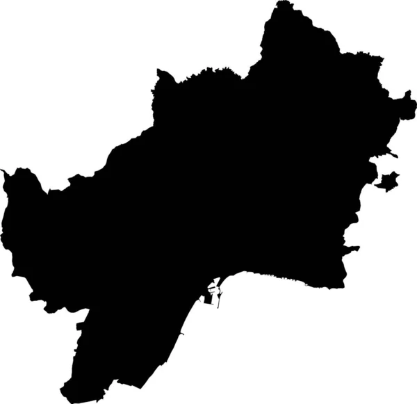 Простая Векторная Черная Административная Карта Испанской Региональной Столицы Малаги Испания — стоковый вектор