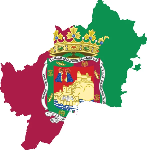 Απλός Διανυσματικός Χάρτης Διοικητικής Σημαίας Της Ισπανικής Περιφερειακής Πρωτεύουσας Μάλαγα — Διανυσματικό Αρχείο