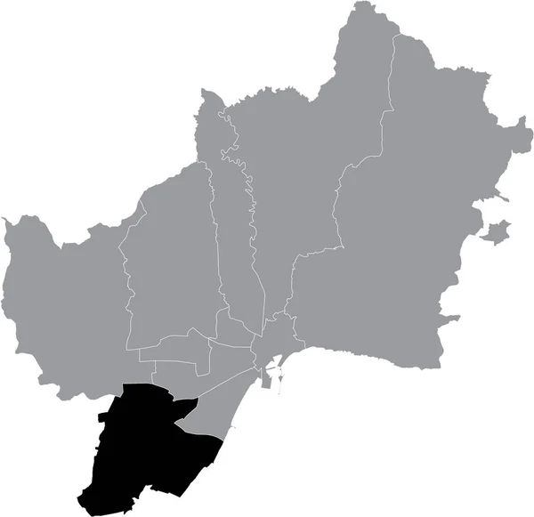 スペインマラガ スペインのスペイン地方の首都マラガの中のマラゲニア教会地区の黒い場所マップ — ストックベクタ