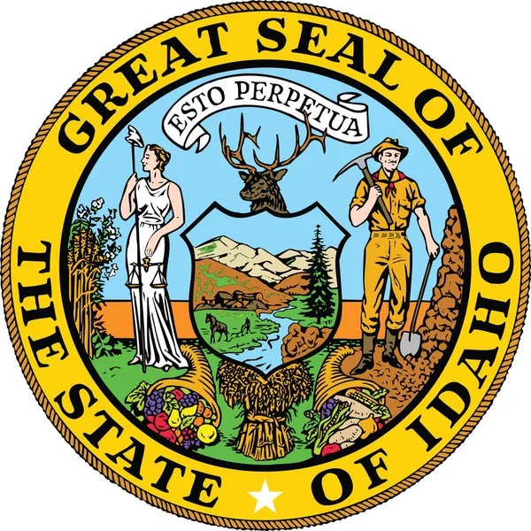 Official Current Vector Great Seal Federal State Idaho Usa — Stock Vector