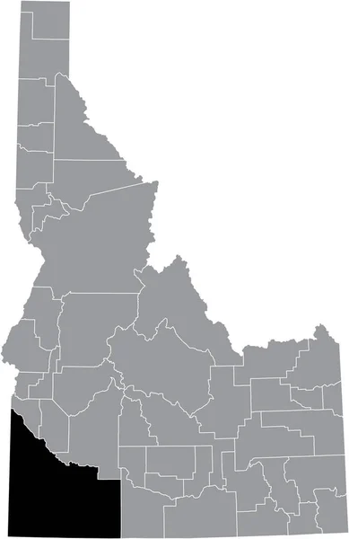 Mapa Ubicación Resaltado Negro Del Condado Idahoan Owyhee Dentro Del — Vector de stock