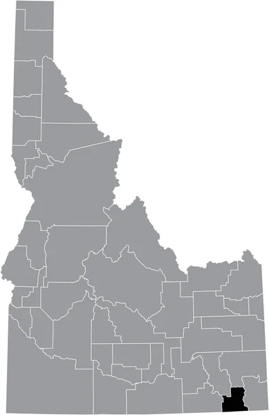 アイダホ州 アメリカ の灰色の地図の中にあるアイダホ州フランクリン郡の黒いハイライトされた場所地図 — ストックベクタ