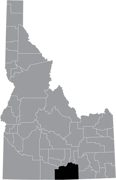 アイダホ州 の灰色の地図の中のアイダホ州カシア郡の黒いハイライトされた場所地図 — ストックベクタ