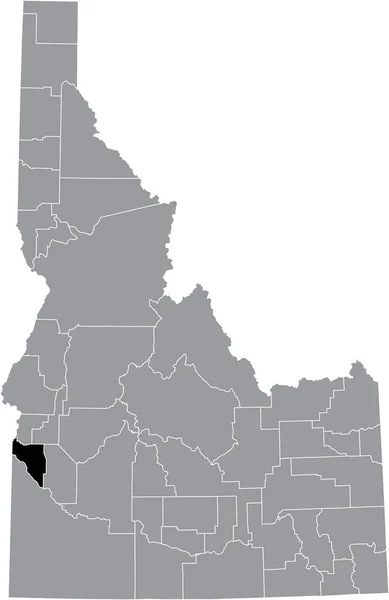 Preto Destaque Mapa Localização Condado Idahoan Canyon Dentro Mapa Cinza —  Vetores de Stock