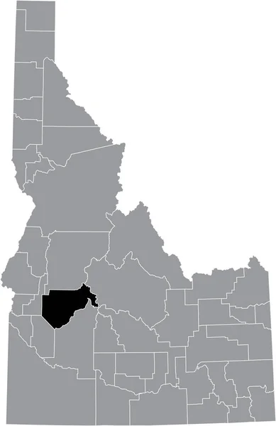 Schwarz Hervorgehobene Lagekarte Des Idahoan Boise County Innerhalb Der Grauen — Stockvektor
