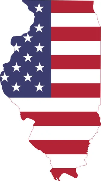 Простая Плоская Карта Американского Флага Федерального Штата Иллинойс Сша — стоковый вектор
