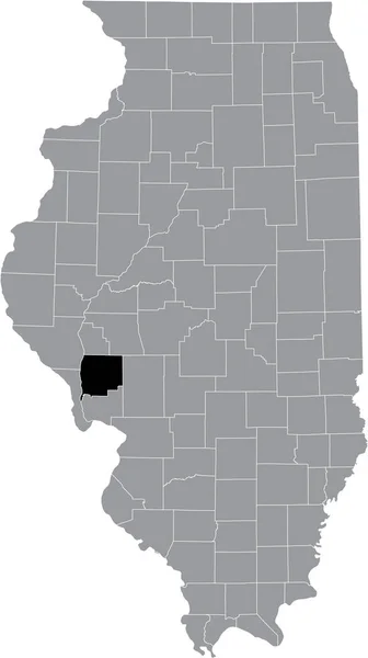 美国伊利诺斯州内灰蒙蒙的伊利诺伊州绿宁县的黑色凸起位置图 — 图库矢量图片
