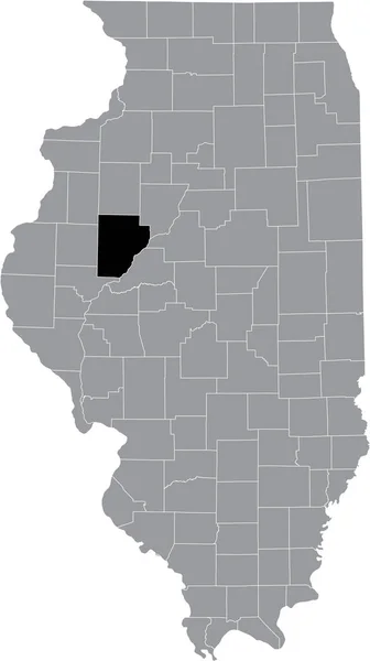 Černá Zvýrazněná Mapa Umístění Illinoisan Fulton County Šedé Mapě Federálního — Stockový vektor