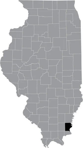 Černá Zvýrazněná Mapa Umístění Okresu Illinoisan Gallatin Uvnitř Šedé Mapy — Stockový vektor