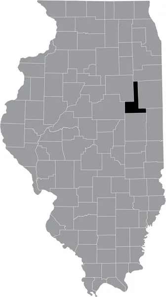 Černá Zvýrazněná Mapa Umístění Illinoisan Ford County Šedé Mapě Federálního — Stockový vektor