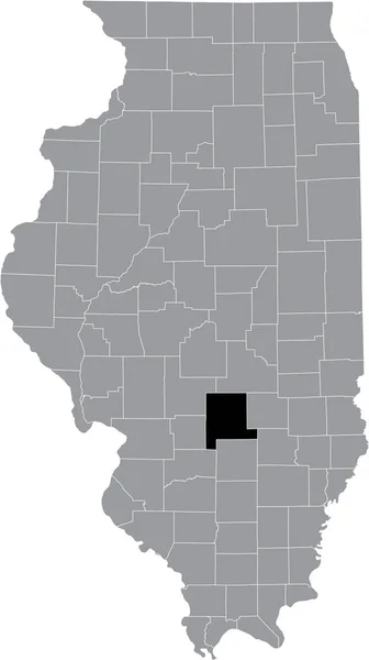 Černá Zvýrazněná Mapa Umístění Okresu Illinoisan Fayette Uvnitř Šedé Mapy — Stockový vektor