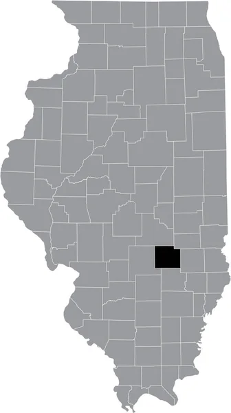 イリノイ州の灰色の地図の中にあるイリノイ州エフィンガム郡の黒いハイライトされた場所 — ストックベクタ