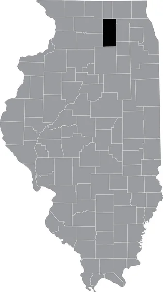 Black Highlighted Location Map Illinoisan Dekalb County Gray Map Federal — 스톡 벡터
