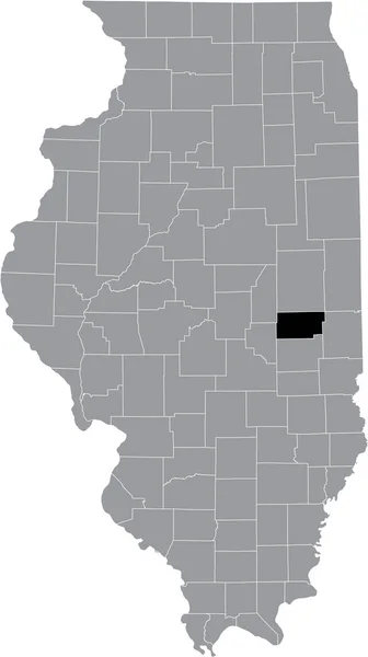 Černá Zvýrazněná Mapa Umístění Illinoisan Coles County Uvnitř Šedé Mapy — Stockový vektor