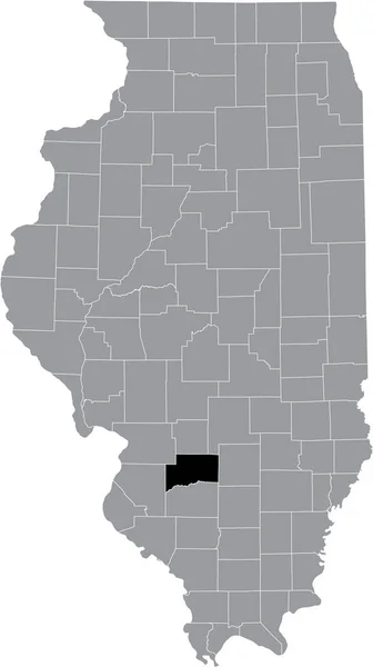 イリノイ州の灰色の地図の中にあるイリノイ州クリントン郡の黒いハイライトされた場所 — ストックベクタ