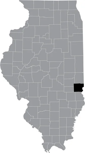 イリノイ州の灰色の地図の中にあるイリノイ州クラーク郡の黒いハイライトされた場所 — ストックベクタ
