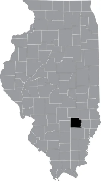 Mapa Ubicación Resaltado Negro Del Condado Illinoisan Clay Dentro Del — Vector de stock