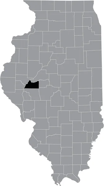 Černá Zvýrazněná Mapa Illinoisan Cass County Uvnitř Šedé Mapy Federálního — Stockový vektor