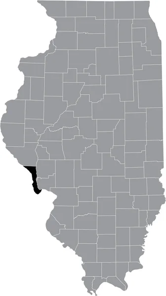 Černá Zvýrazněná Mapa Umístění Okresu Illinoisan Calhoun Uvnitř Šedé Mapy — Stockový vektor