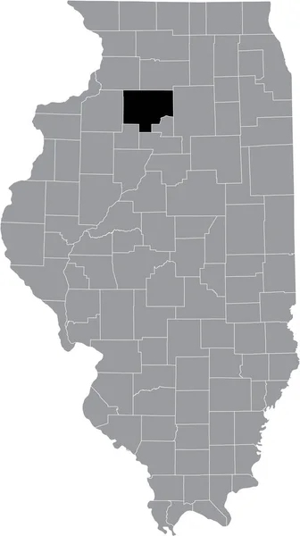 Schwarz Hervorgehobene Lagekarte Des Illinois Bureau County Innerhalb Der Grauen — Stockvektor