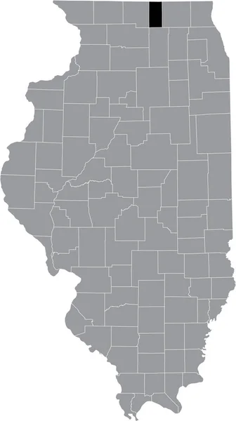 Czarny Podkreślono Mapę Lokalizacji Illinoisan Boone County Wewnątrz Szarej Mapy — Wektor stockowy