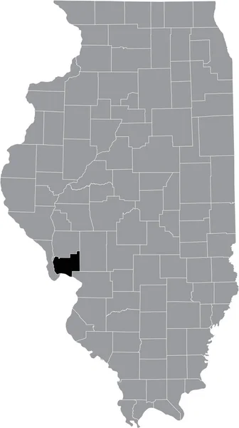 Mappa Dettagliata Nera Della Contea Illinoisan Jersey All Interno Della — Vettoriale Stock