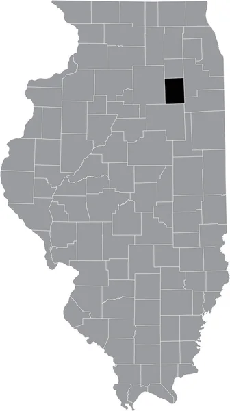 Black Highlighted Location Map Illinoisan Grundy County Gray Map Federal — 스톡 벡터